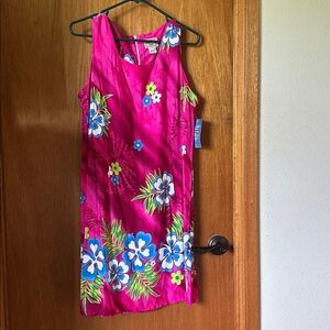 NWT Aloha Hut Hawaii Dress Pink Blue Floral Sleeveless - Size XL